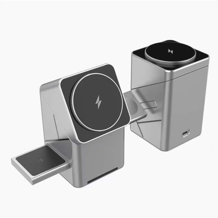 A-One Brand - W10 3-i-1 Magnetisk Trådlös Laddare 15W För iPhone Och Samsung - Orange