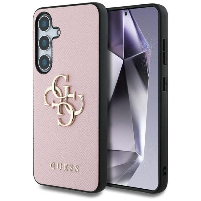 Guess - Guess Galaxy S25 Mobilskal Grained Big 4G Logo Small Classic - Rosa