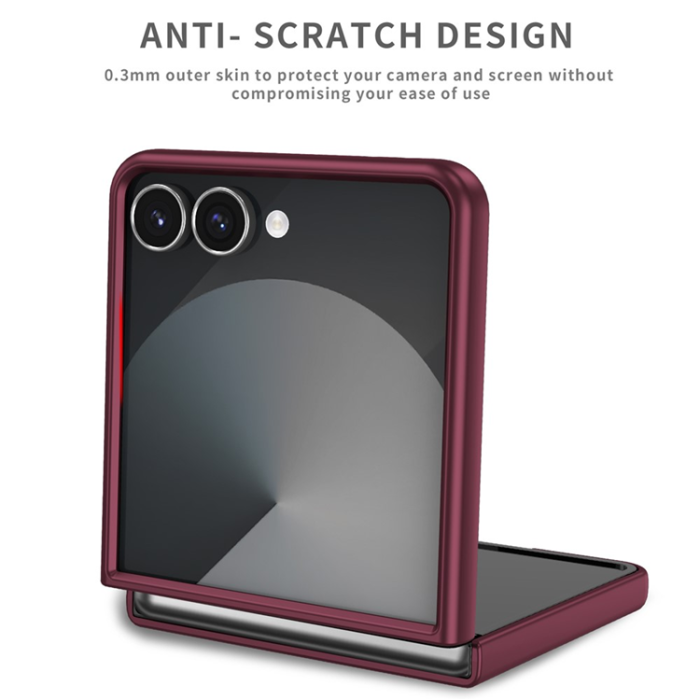 A-One Brand - Galaxy Z Flip 7 5G Mobilskal Rotatable Ring Kickstand - Vinröd