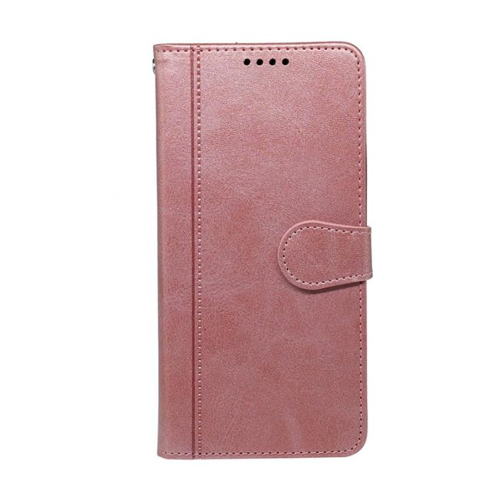 OEM - Samsung Galaxy A37 Fodral Äkta Läder Ställfunktion - Roséguld