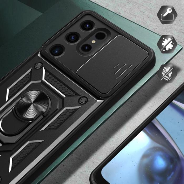 OEM - Galaxy S24 Ultra Mobilskal Hybrid Armor Camshield - Svart