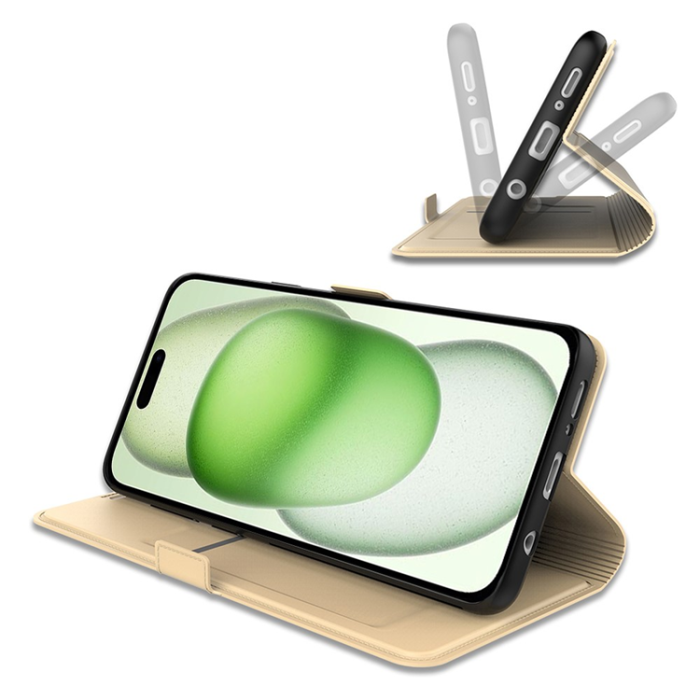 A-One Brand - iPhone 16 Pro Plånboksfodral Shockproof - Guld