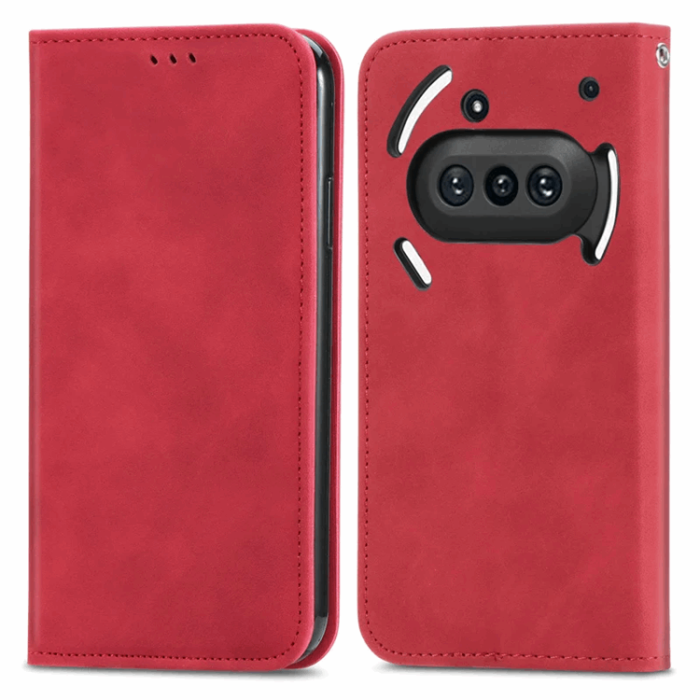 A-One Brand - Nothing Phone (3a) Plånboksfodral Läder Magnetiskt - Röd