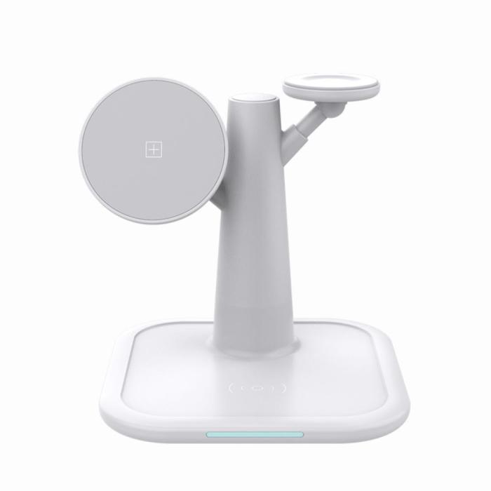 A-One Brand - 3-in-1 Trådlös Laddare Magsafe iPhone, Apple Watch, Airpods 15W - Vit