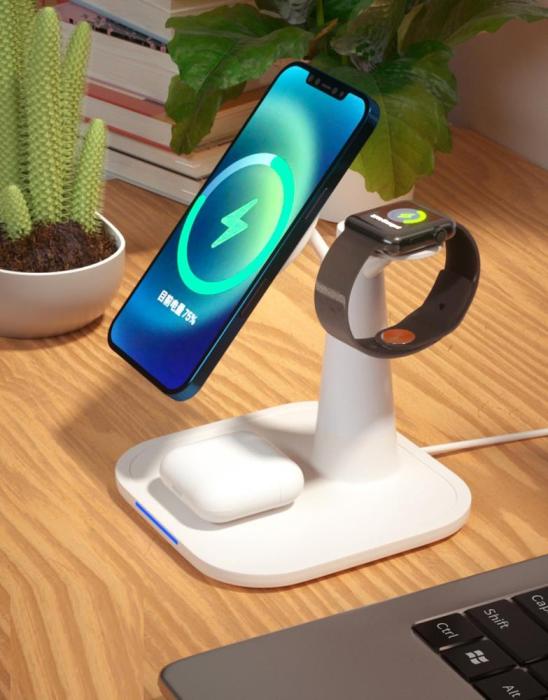 UTGATT1 - 3in1 15W Magsafe Trådlös laddare iPhone - Apple Watch - AirPods - Svart