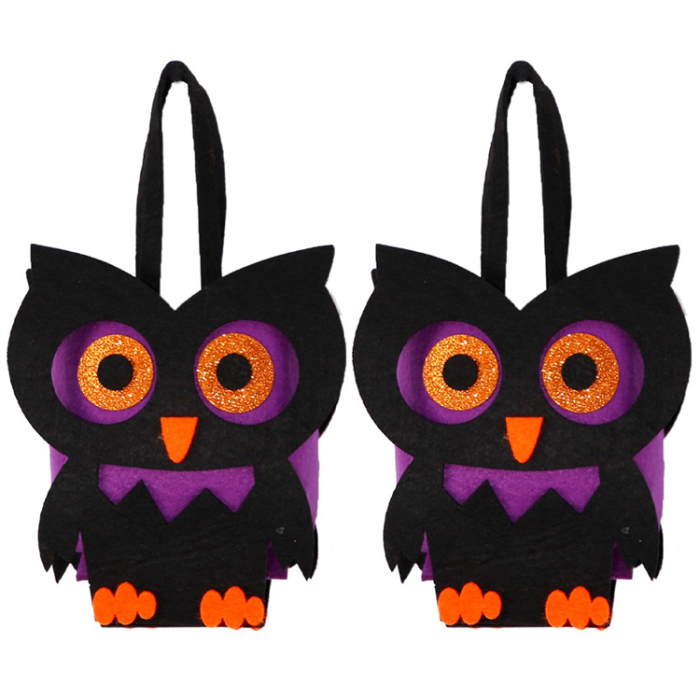OEM - 2Pcs Halloween Godispåsar Festtillbehör Tygpåsar Filt - Uggla