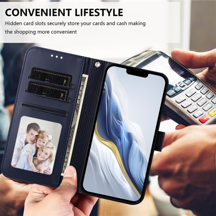 A-One Brand - iPhone 17 Air Plånboksfodral Läder med Handledsrem - Blå
