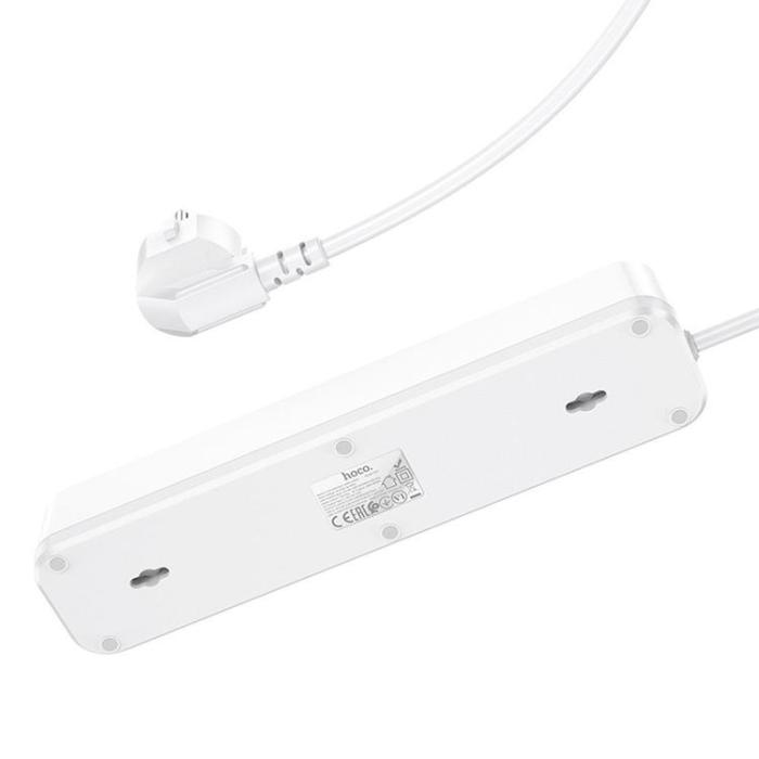 Hoco - Hoco Grenuttag Förlängningskabel 2xUSB-A 1xUSB-C PD QC3.0 3A 20W - Vit