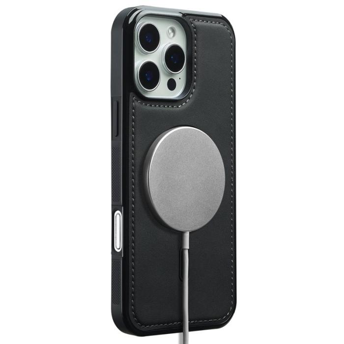 LC.imeeke - LC.IMEEKE L6 iPhone 16 Pro Fodral KonstLäder - Svart