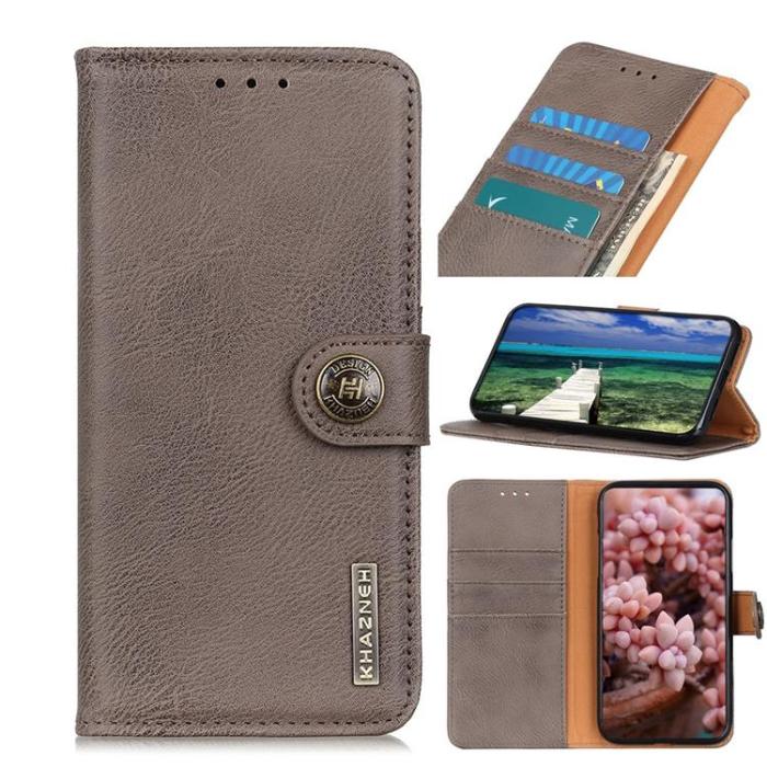 KHAZNEH - KHAZNEH Textured PU Läder Plånboksfodral Xiaomi 12 Pro - Grå