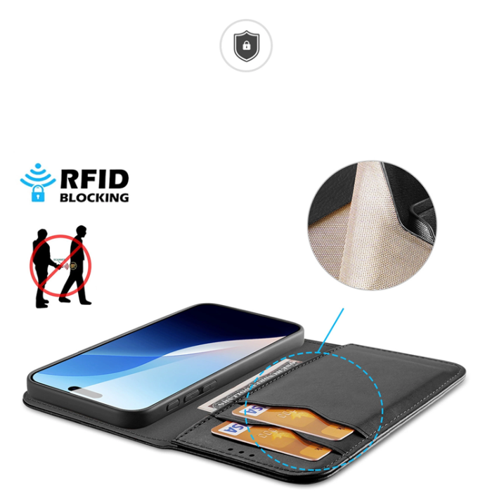 Dux Ducis - Dux Ducis iPhone 16 Pro Max Plånboksfodral Äkta Läder Hivo - Svart