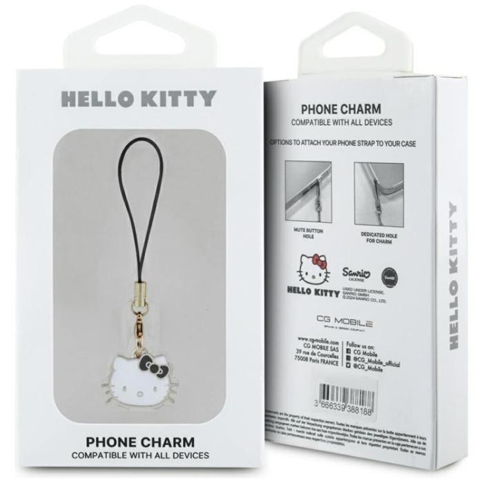 Hello Kitty - Hello Kitty Hängande Mobilrem Charm Kitty Head - Svart