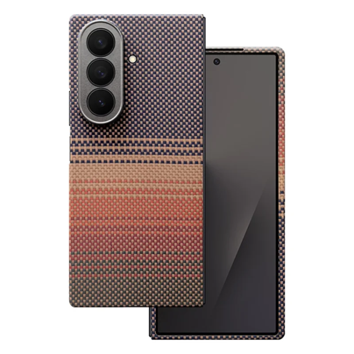 A-One Brand - Galaxy Z Fold 7 5G Mobilskal Magsafe Aramid Fiber Gradient - Sunset Gul