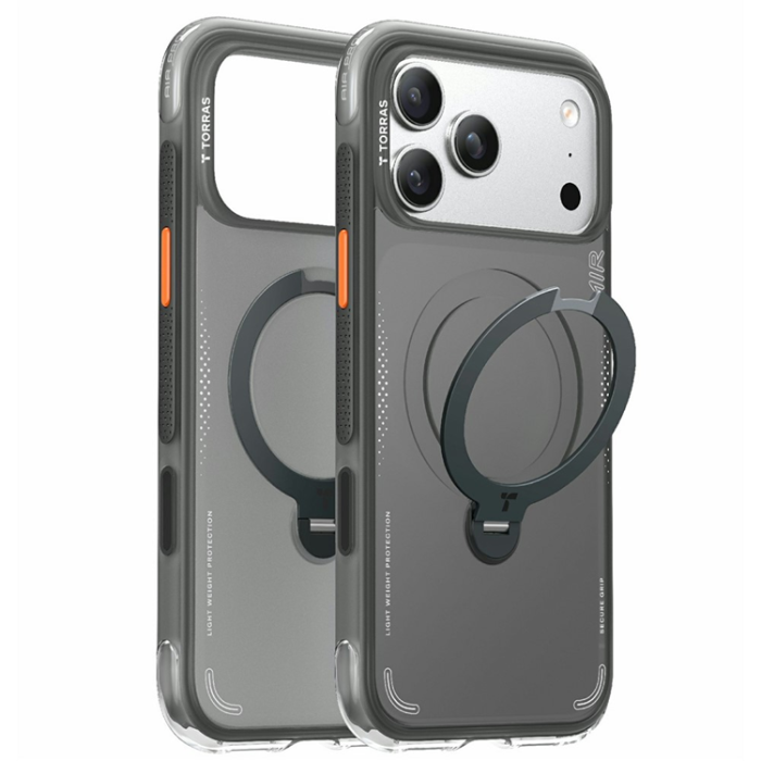 Torras - TORRAS iPhone 17 Pro Mobilskal MagSafe Ostand Q3 Air - Svart