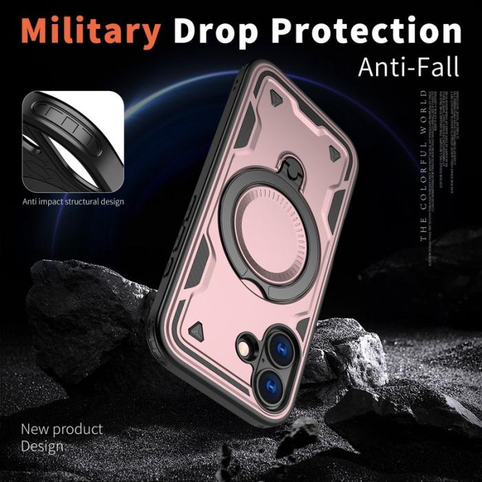 N/A - Mobilskal till iPhone 17 Plast MagSafe Militärskydd - Roséguld