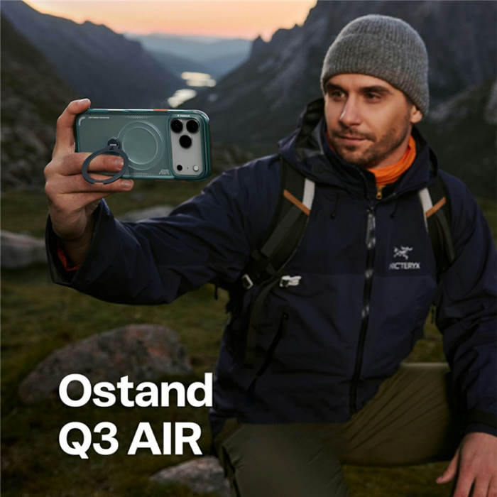 Torras - TORRAS iPhone 17 Pro Mobilskal MagSafe Ostand Q3 Air - Grön