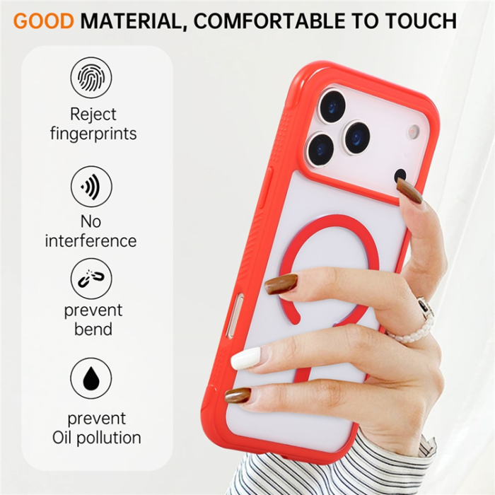 A-One Brand - iPhone 17 Pro Max Mobilskal MagSafe TPU+PC Transparent - Röd