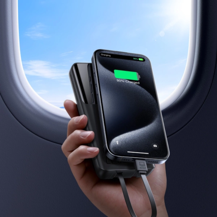 Joyroom - Joyroom Powerbank 10000mAh 22.5W med Två Inbyggda kablar - Svart