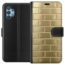 Gustaf - Pl&aring;nboksfodral till Samsung Galaxy A32 5G med Gyllene Murstenar
