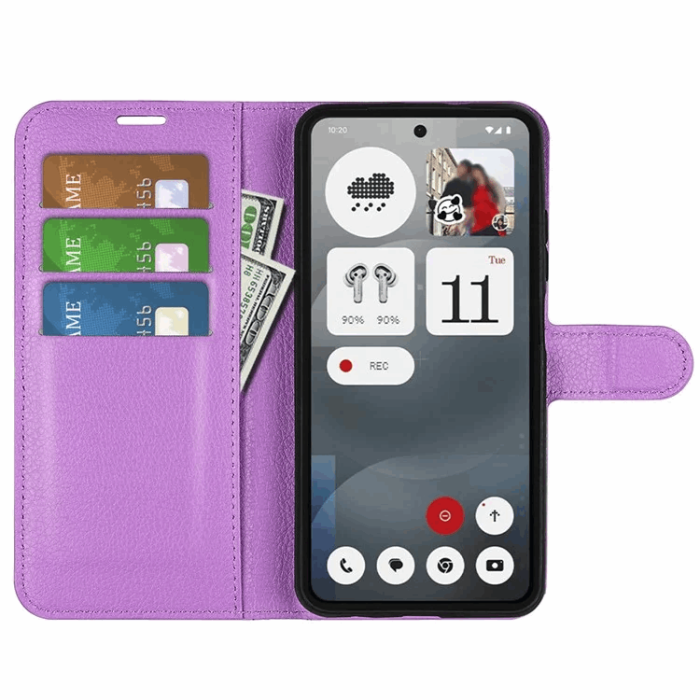 A-One Brand - Nothing Phone (3a) Plånboksfodral Litchi Texture - Lila