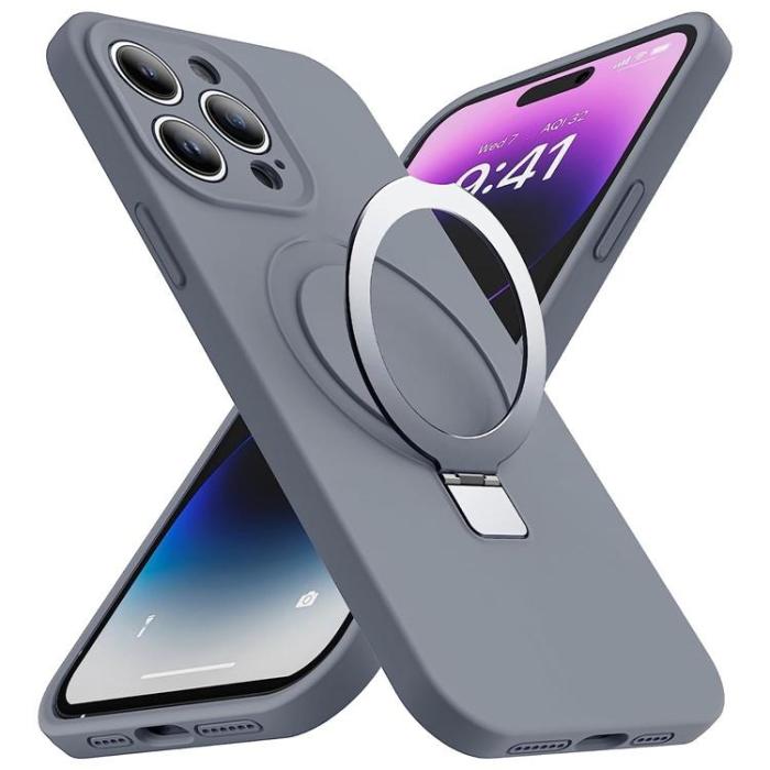 OEM - iPhone 15 Pro Mobilskal Magsafe Liquid Silikon - Grå