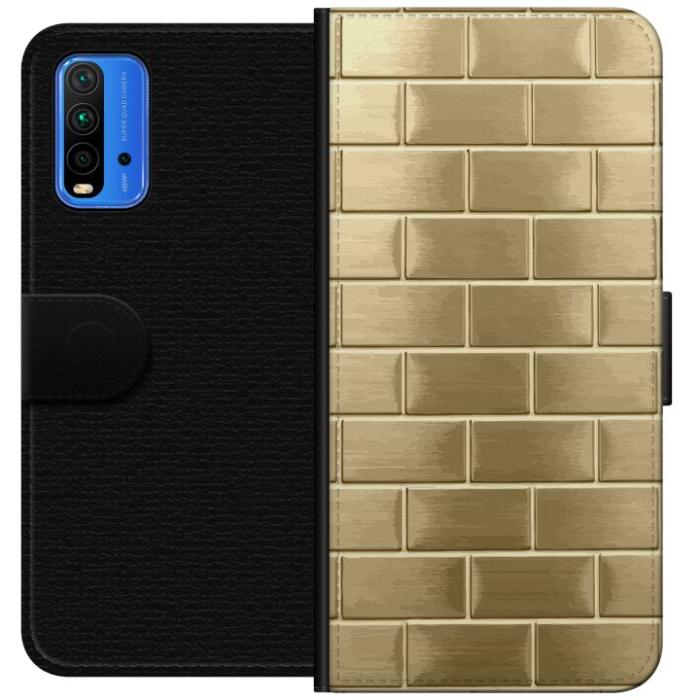 iSecrets - Plånboksfodral till Xiaomi Redmi Note 9 4G med Gyllene Murstenar