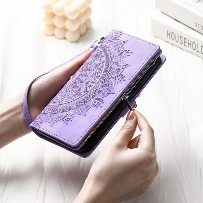 OEM - Samsung Galaxy S26 Plånboksfodral Mandala Blommönster Konstläder - Lila