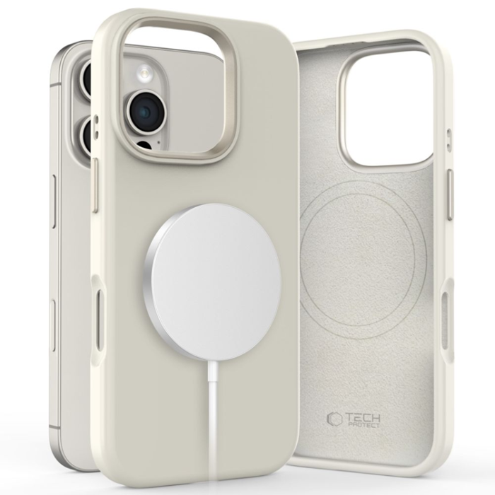Tech-Protect - Tech-Protect iPhone 16 Pro Mobilskal Magsafe Pure Silikon - Cosmic Latte
