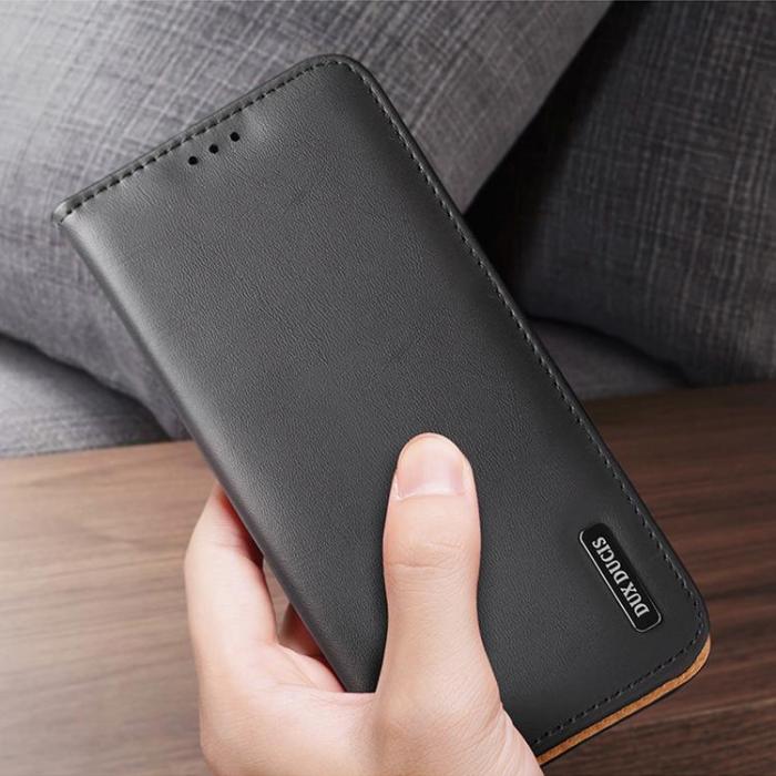 DuxDucis - Dux Ducis Galaxy S23 Plus Plånboksfodral Äkta Läder RFID Hivo - Svart