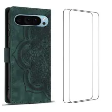 WANLONFENG - WANLONFENG Google Pixel 10 Pro Plånboksfodral Med 2 härdat glas