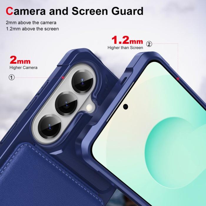 OEM - Mobilfodral för Samsung Galaxy S26 Kickstand Kortfack Konstläder - Mörkblå