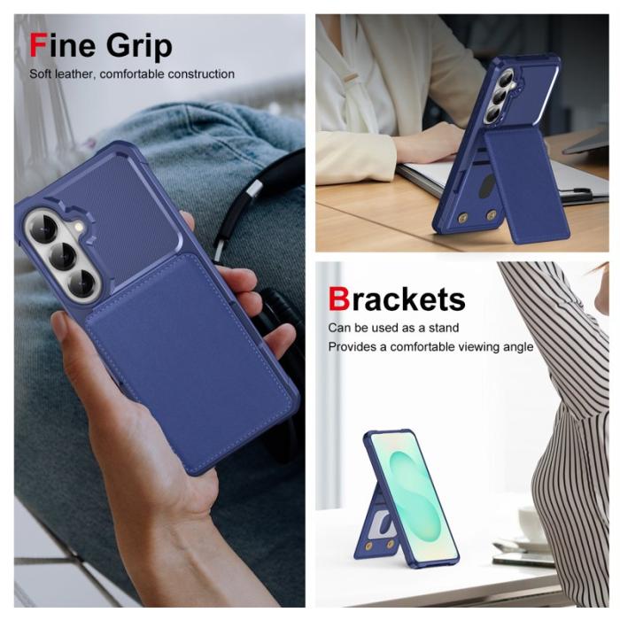 OEM - Mobilfodral för Samsung Galaxy S26 Kickstand Kortfack Konstläder - Mörkblå