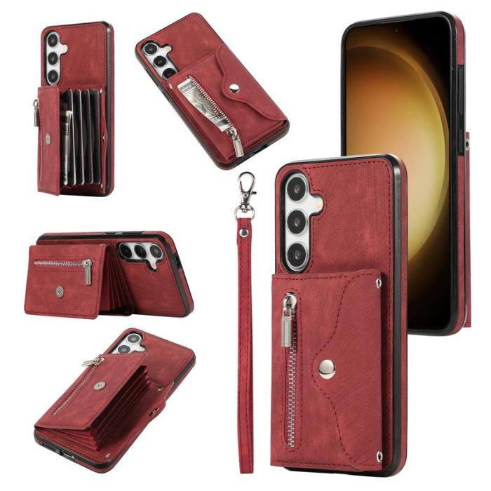 OEM - Mobilfodral för Samsung Galaxy S26 Kickstand Kortfack Konstläder - Röd