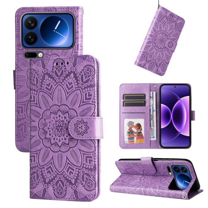 A-One Brand - Xiaomi 17 Pro Plånboksfodral Sunflower Imprint - Lila