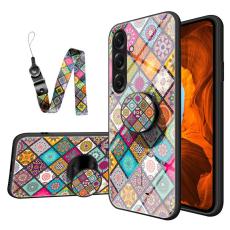 OEM - Mobilskal f&ouml;r Samsung Galaxy S26 Plus Kickstand Tempererat glas - Rutig m&ouml;nster