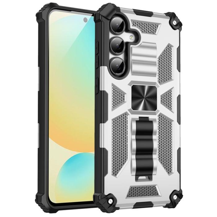 OEM - Mobilskal för Samsung Galaxy S26 Plus Kickstand Stöttålig PC + TPU - Silver