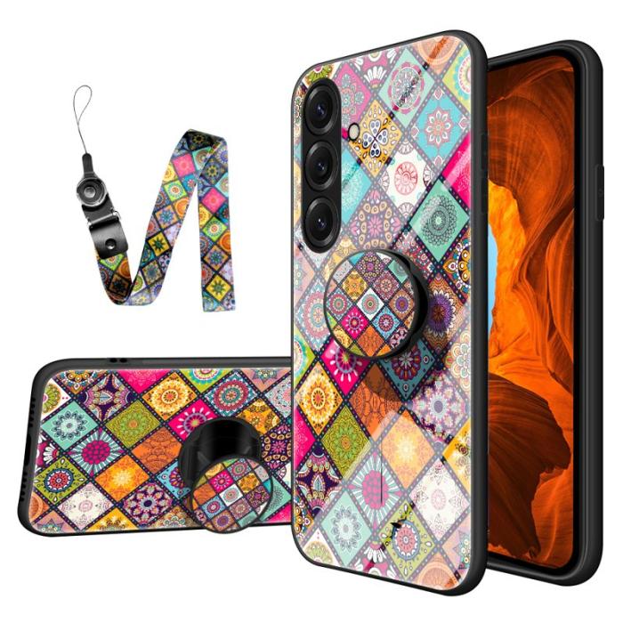 OEM - Mobilskal för Samsung Galaxy S26 Plus Kickstand Tempered Glass - Färgmönster