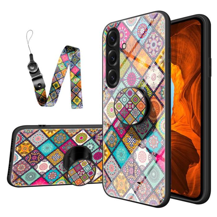 OEM - Mobilskal för Samsung Galaxy S26 Plus Kickstand Tempererat glas - Rutig mönster