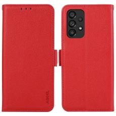 ABEEL - ABEEL Samsung Galaxy A53 5G Pl&aring;nboksfodral Konstl&auml;der RFID Blockering R&ouml;d