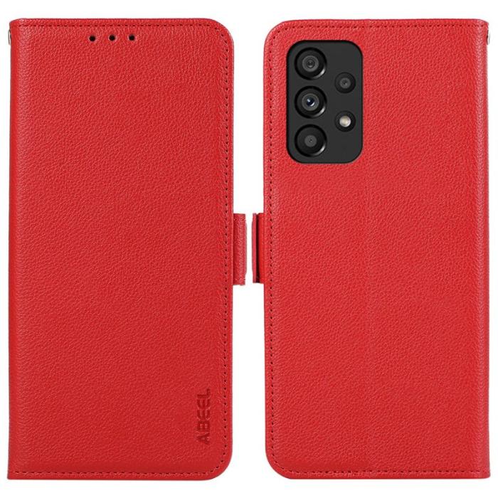 ABEEL - ABEEL Samsung Galaxy A53 5G Plånboksfodral Konstläder RFID Blockering Röd