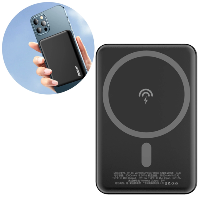 Dudao - Dudao Magsafe Trådlös Powerbank 5W 5000mAh - Svart