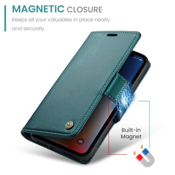 Caseme - CASEME RFID-Skydd Plånboksfodral Konstläder för iPhone XS - Grön