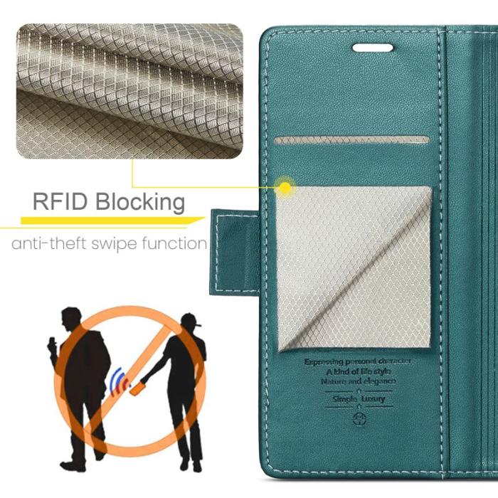 Caseme - CASEME RFID-Skydd Plånboksfodral Konstläder för iPhone XS - Grön