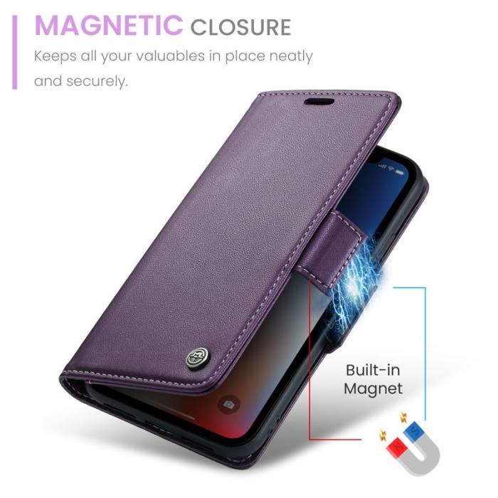 Caseme - CASEME RFID-Skydd Plånboksfodral Konstläder för iPhone XS - Lila