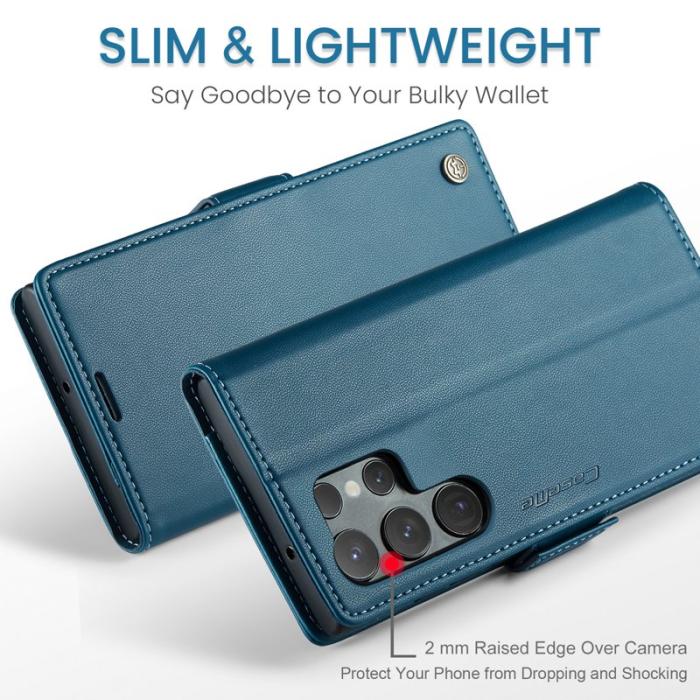 Caseme - CASEME Samsung Galaxy S24 Ultra Plånboksfodral Konstläder RFID-Skydd Blå