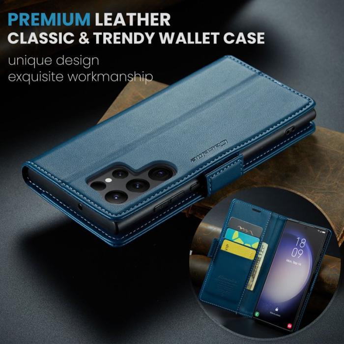 Caseme - CASEME Samsung Galaxy S24 Ultra Plånboksfodral Konstläder RFID-Skydd Blå