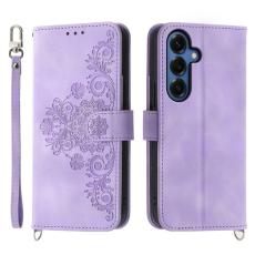 OEM - Samsung Galaxy S26 Plus Pl&aring;nboksfodral Konstl&auml;der Blomm&ouml;nster - Lila