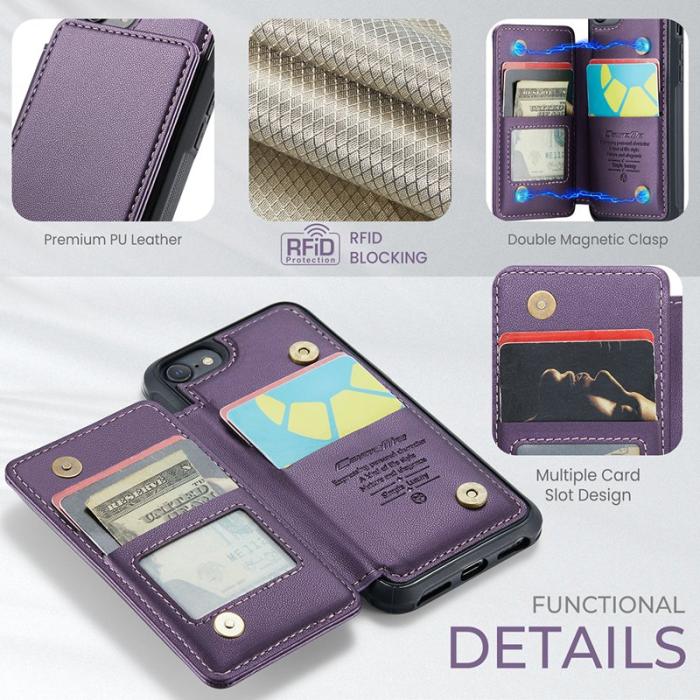 Caseme - CASEME C22 Fodral i Konstläder för iPhone 6/6s/7/8/SE 2020/2022 Lila