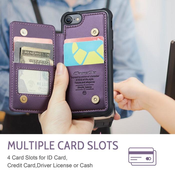 Caseme - CASEME C22 Fodral i Konstläder för iPhone 6/6s/7/8/SE 2020/2022 Lila