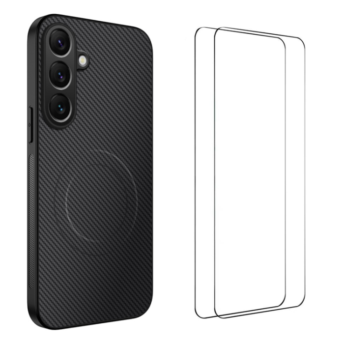 WANLONFENG - WANLONFENG Galaxy A17 Mobilskal MagSafe + [2-Pack] Härdat Glas